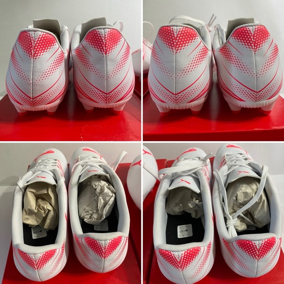 Puma, Men Size 11.5/ Men Size 12, Attacanto FG/AG, Puma White- Fire Orchid - Picture 11 of 15